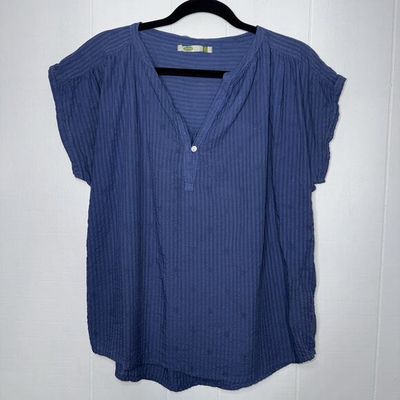 Dolma Tops - Dolma Women’s Blue Striped Seersucker Top Size L